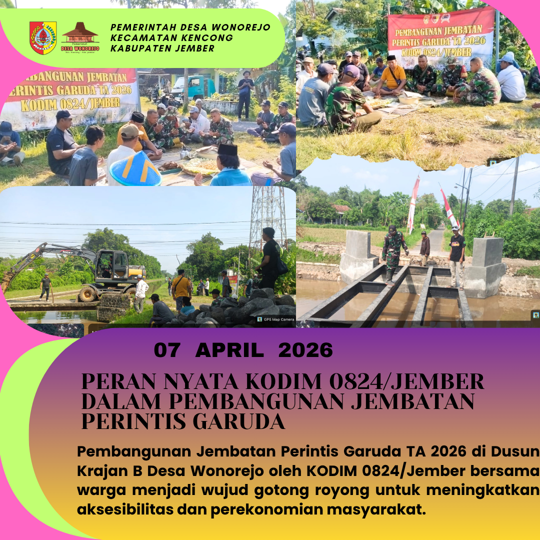 Kontribusi KODIM 0824/Jember Dukung Pembangunan Jembatan Perintis Garuda