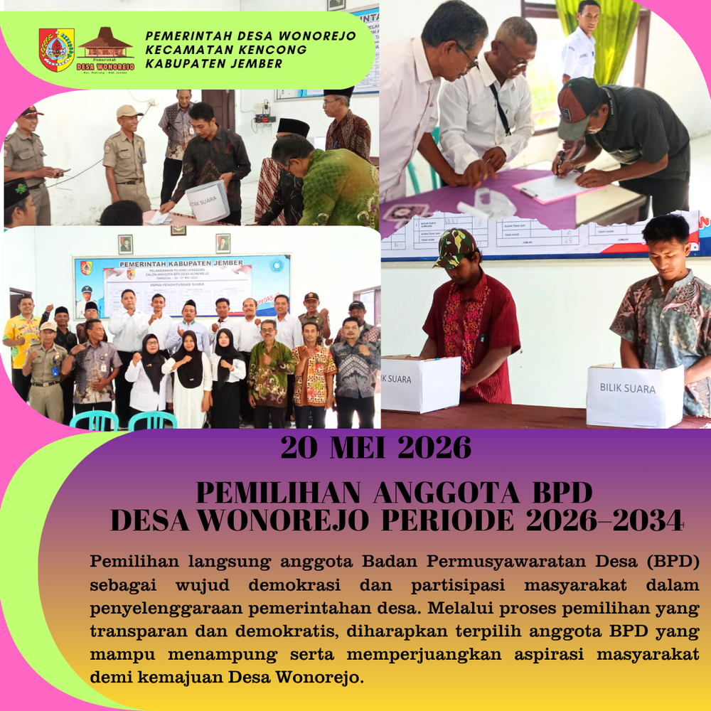 Partisipasi RT/RW Warnai Pemilihan Anggota BPD Desa Wonorejo