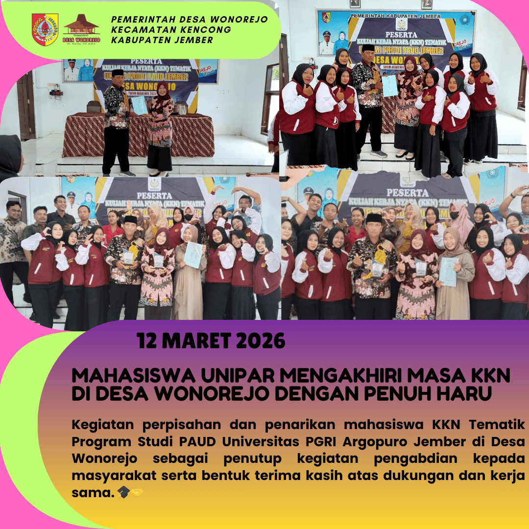 Perpisahan Peserta KKN Tematik Mahasiswa Prodi PAUD UNIPAR Jember di Desa Wonorejo Berlangsung Penuh Kebersamaan