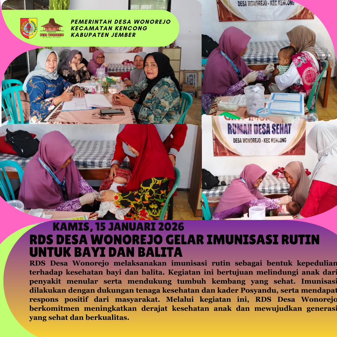 Wujud Kepedulian Kesehatan Anak, RDS Desa Wonorejo Laksanakan Imunisasi Rutin