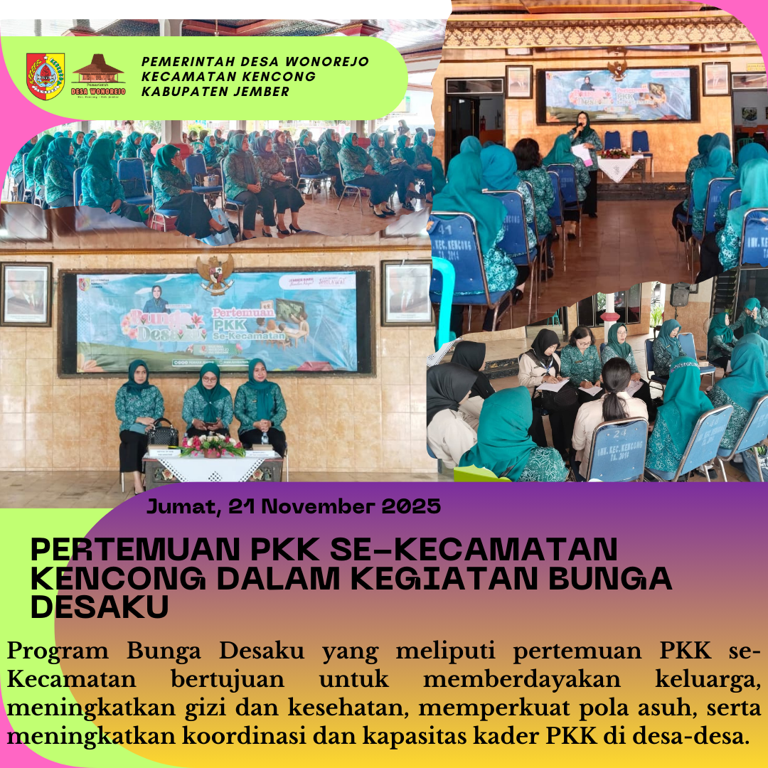 Pertemuan PKK Se-Kecamatan Kencong dalam Kegiatan Bunga Desa Digelar di Pendopo Desa Wonorejo