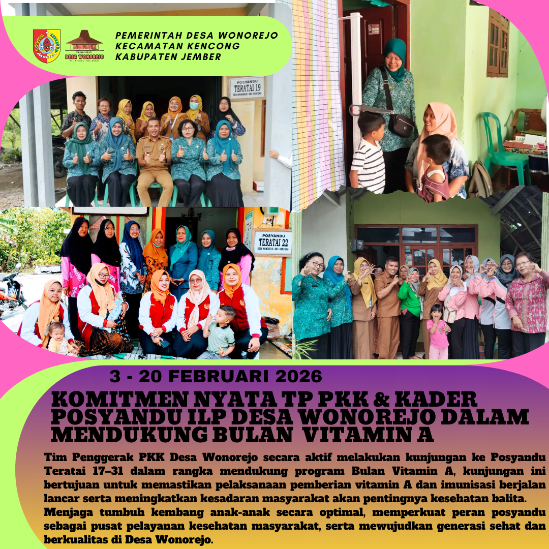 TP PKK Desa Wonorejo Mengunjungi Posyandu ILP dalam Rangka Bulan Vitamin A