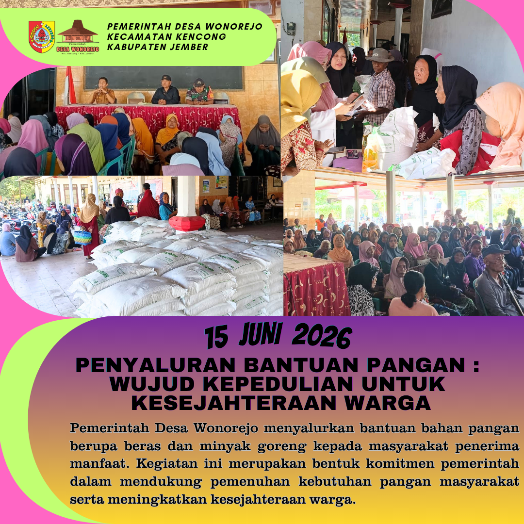 Bantuan Pangan Hadir untuk Warga : Penyaluran Beras dan Minyak Goreng di Desa Wonorejo Berjalan Lancar